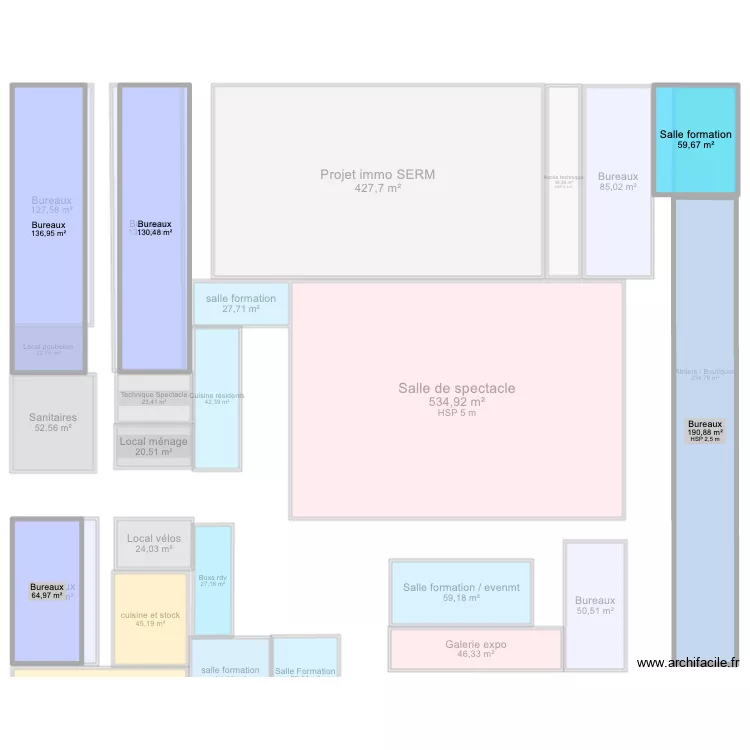 Tropisme v2 - scénarios 2 et 3. Plan de 36 Pièces et 3592 m² Tropisme v2 - scénarios 2 et 3. Plan de 36 Pièces et 3592 m²