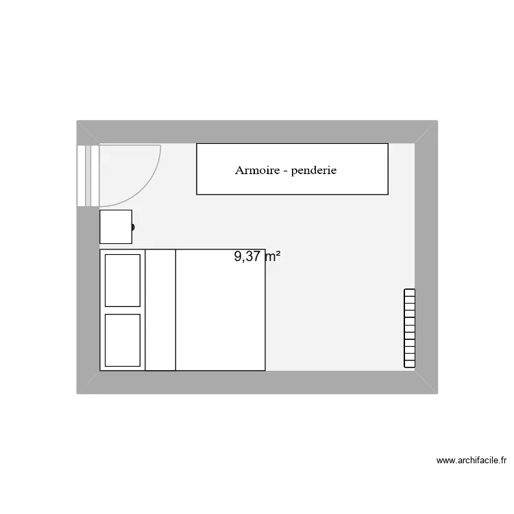 Chambre 2. Plan de 1  et 9 m²