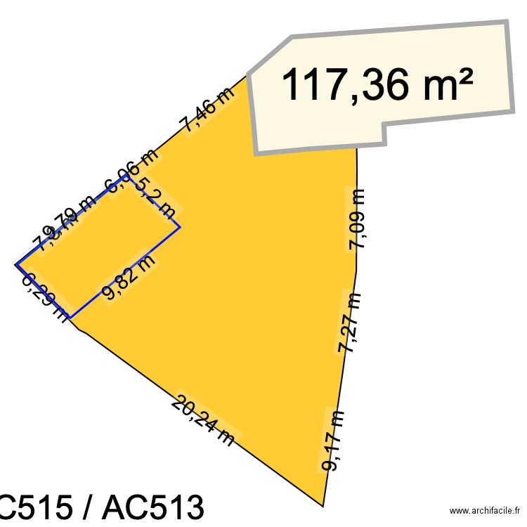 Abri cadastre. Plan de 1 pièce et 117 m2