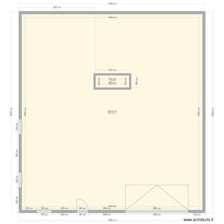 Sous-sol . Plan de 4 pièces et 209 m2