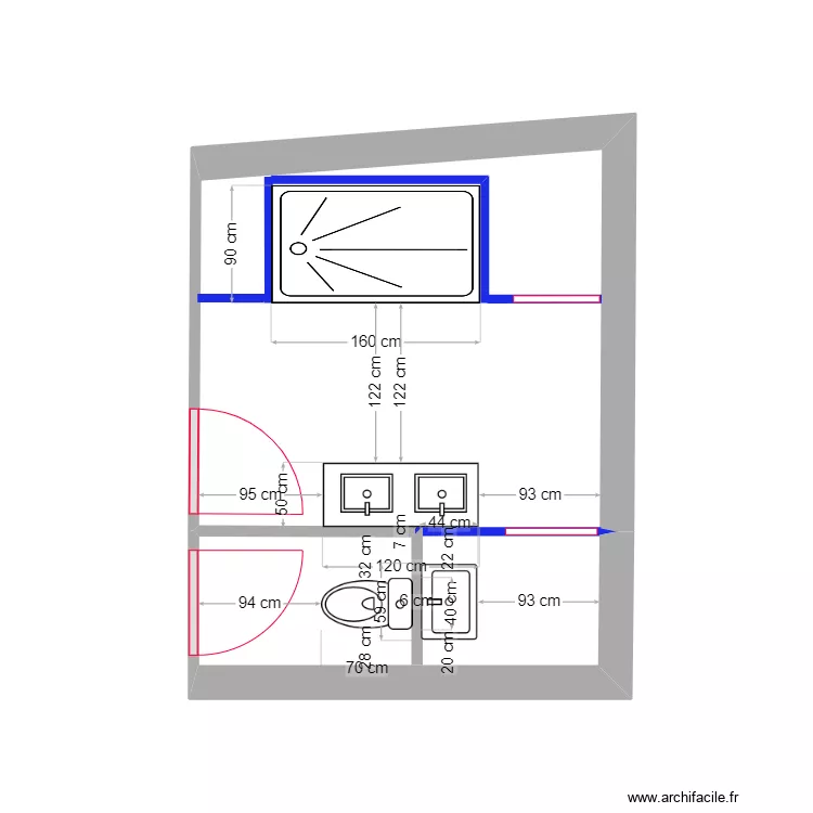 salle de bain. Thierry et Liliane. Plan de 