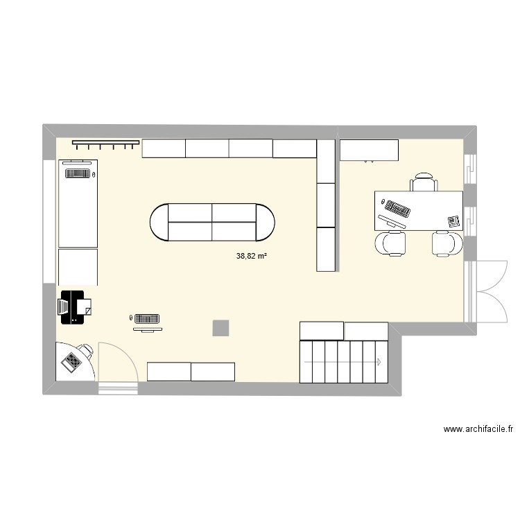 1RILAS. Plan de 1 pièce et 39 m2