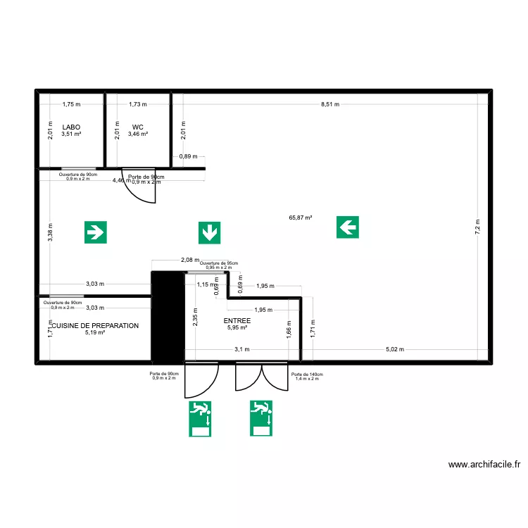 Plan Après Travaux L'Oasis Lounge. Plan de 6 et 86 m² Plan Après Travaux L'Oasis Lounge. Plan de 6 et 86 m²
