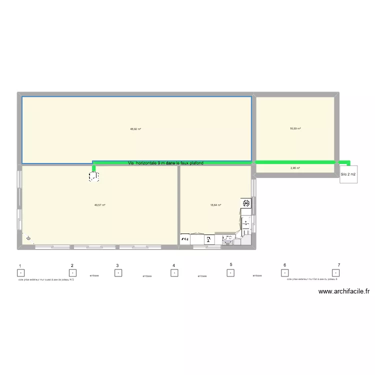 implantation poteaux façade SUD. Plan de implantation poteaux façade SUD. Plan de