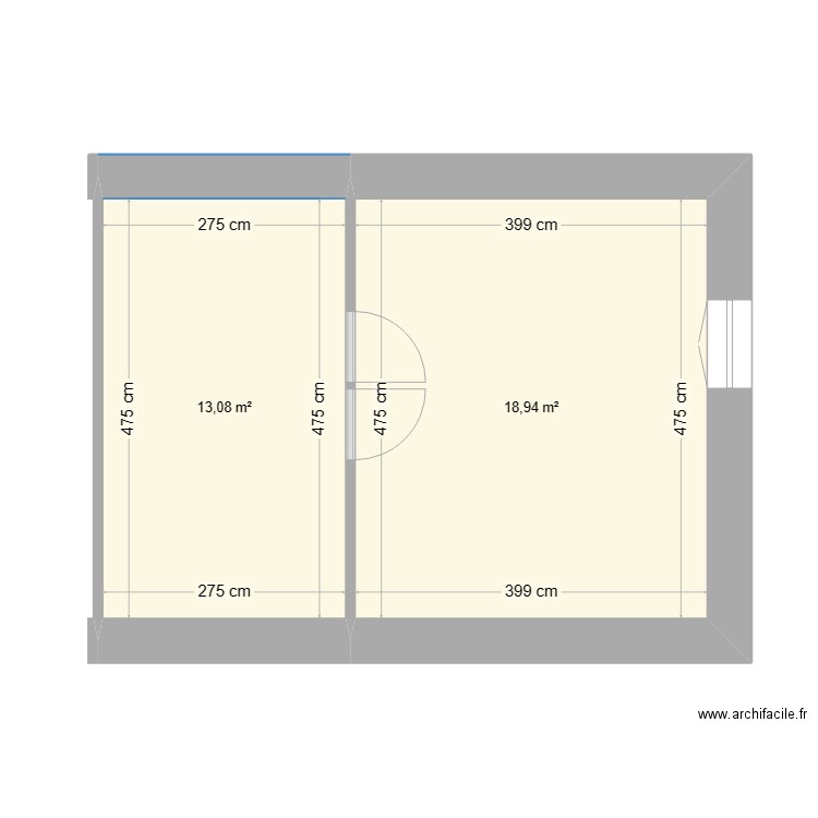 1ER ETAGE SALERS. Plan de 2 pièces et 32 m2