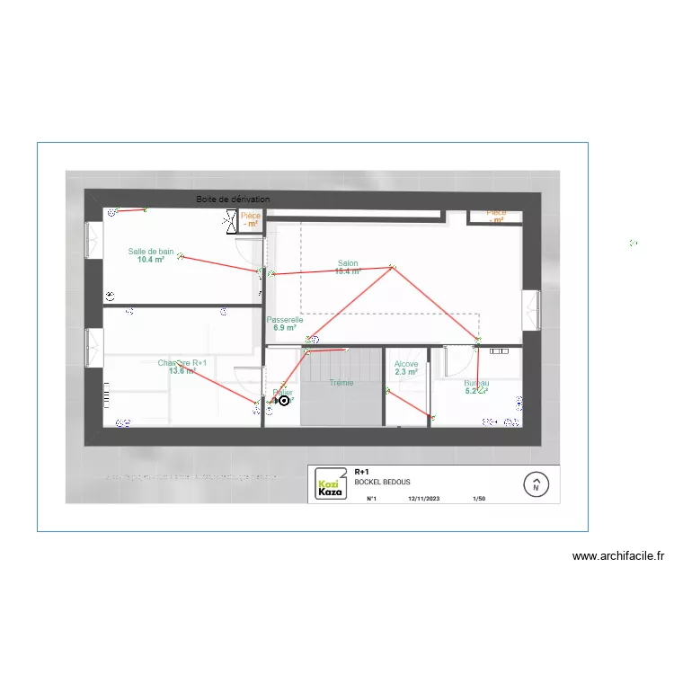 Camille plan &eacute;lec R+1. Plan de 