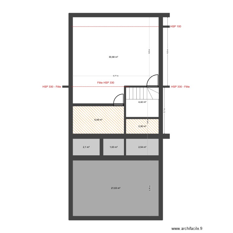 Mélèzes 82 Rez+3 Projet. Plan de 8 pièces et 72 m2