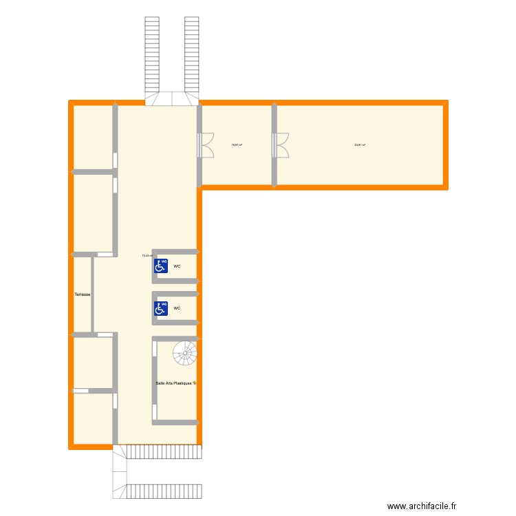 Plan 2ème étage IUT. Plan de 11 pièces et 192 m2