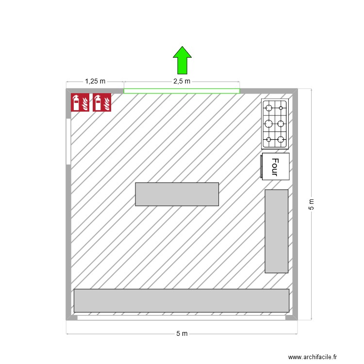 Cuisine C1. Plan de 1 pièce et 23 m2