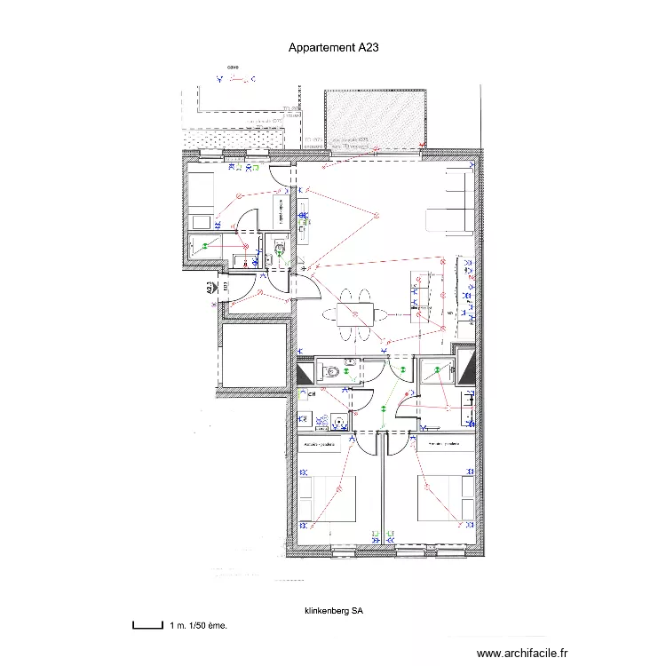 appartement A23 indice C. Plan de 