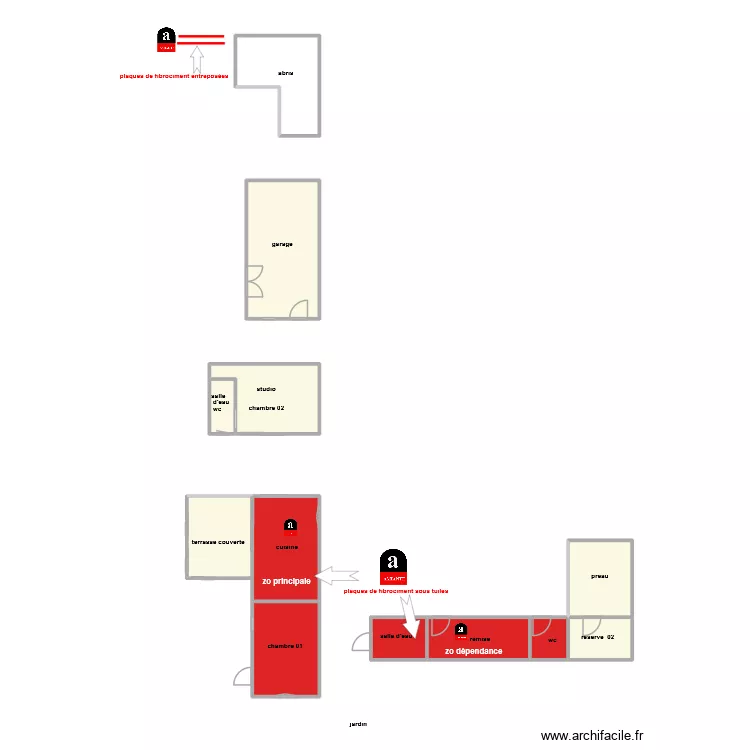 bouchiaire am. Plan de 12  et 115 m²