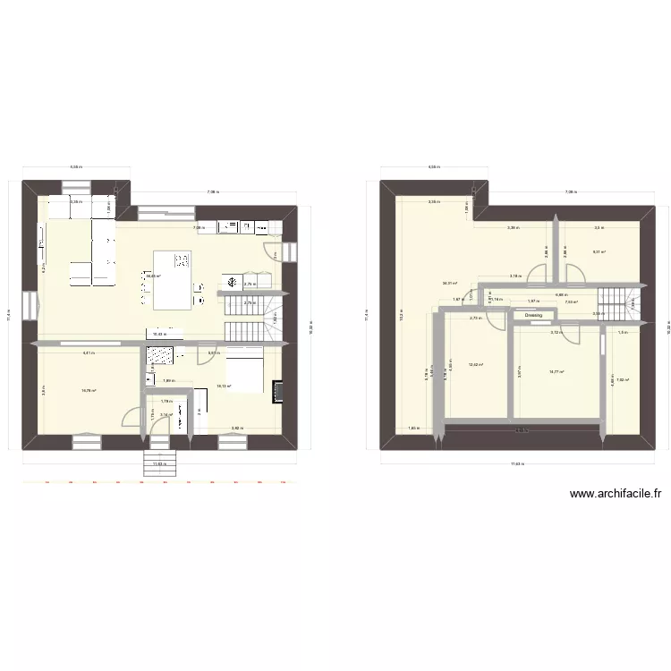 Papillon n&deg;5 - projection 1. Plan de 12  et 184 m²