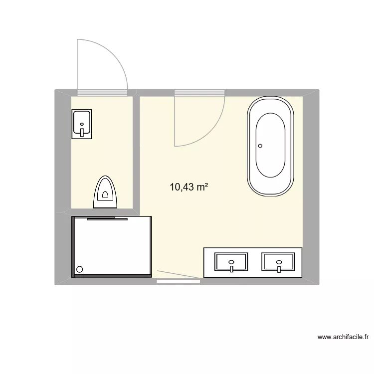 SDB 1 v5. Plan de 1  et 10 m²