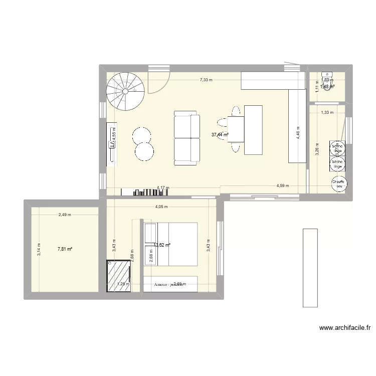 janvier 26 n&deg;1 en L. Plan de 4  et 60 m²