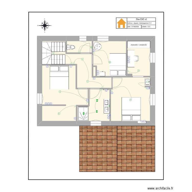 EXE Elec - Villefranche R+1 v 07042025. Plan de 8 pièces et 58 m2