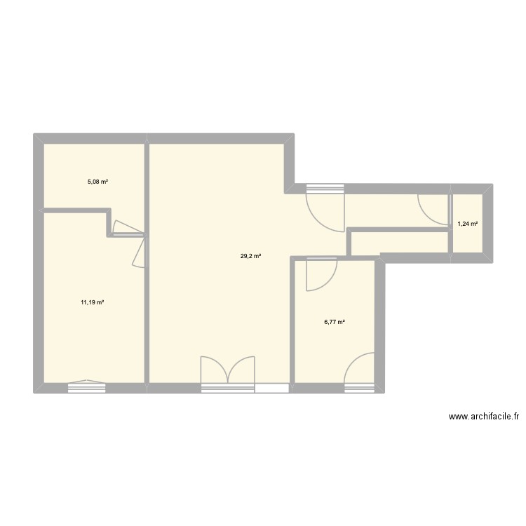 TASSIN DE BASE. Plan de 5 pièces et 53 m2