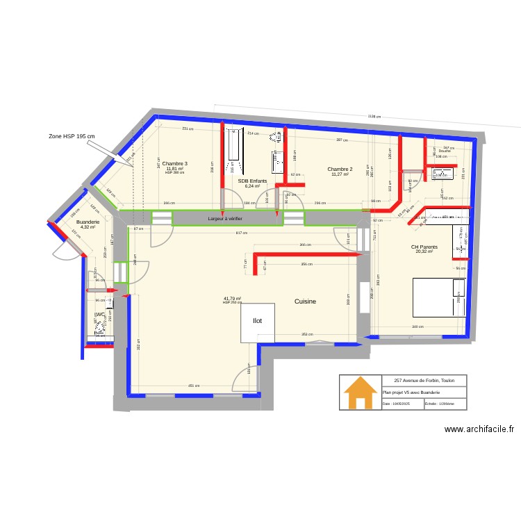 257 Forbin Projet V5 avec CH Parents V3. Plan de 8 pièces et 99 m2