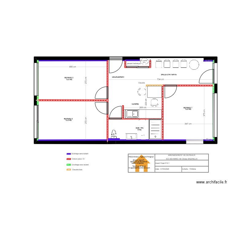 PLAN ETAT DES LIEUX ANDRIEUX 8. Plan de 3 pièces et 67 m2