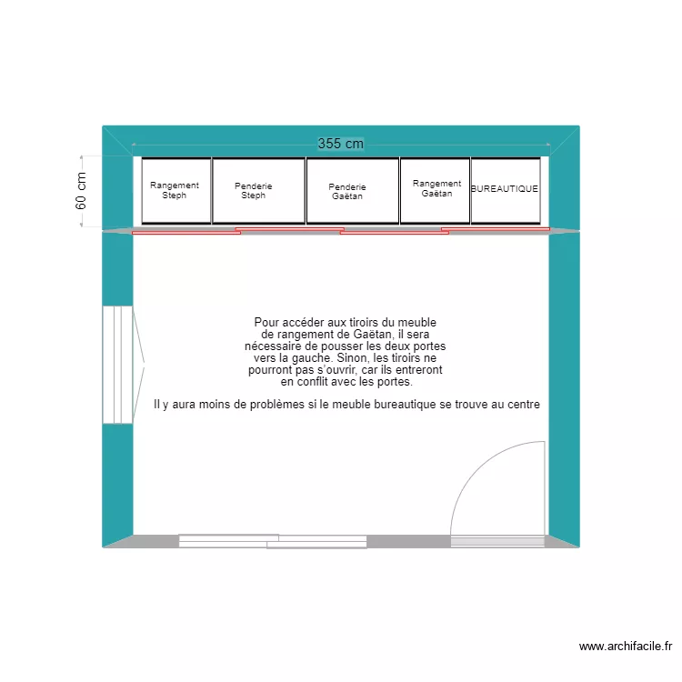 SIMULATILON PORTE COULISSANTE. Plan de 