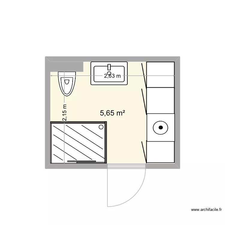 Sdb Amine/Fati. Plan de 1  et 6 m²
