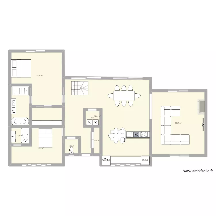 plan &eacute;. Plan de 8 pièces et 149 m²