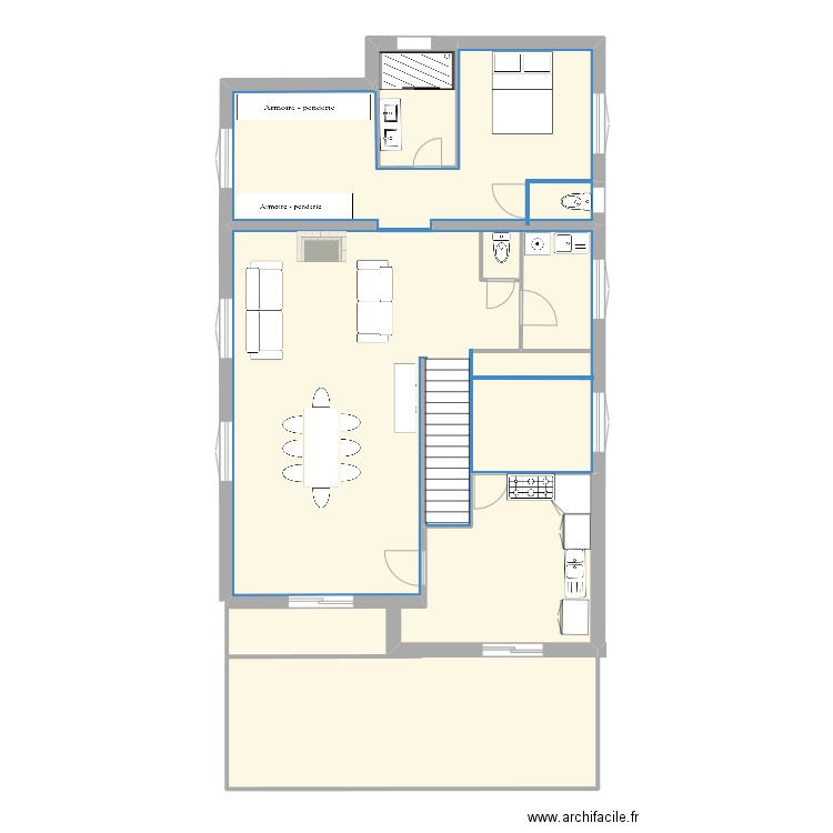 R+1 arlette projet. Plan de 3 pièces et 130 m2