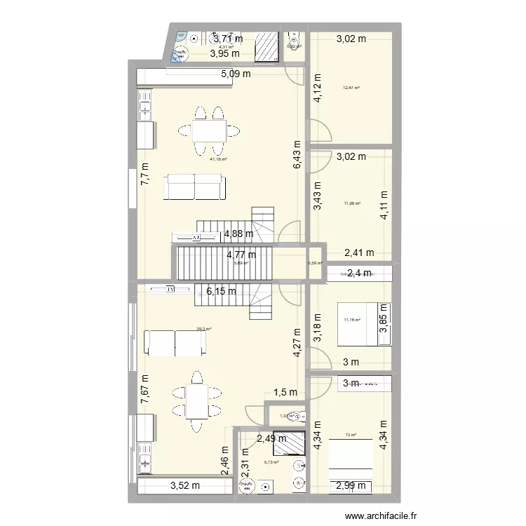 R+1. Plan de 12  et 147 m²