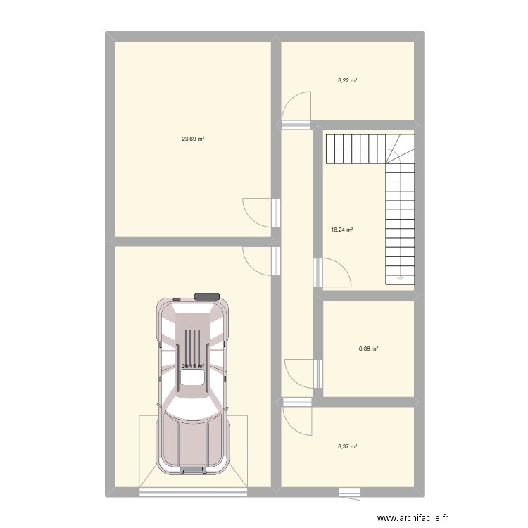 rez. Plan de 6 pièces et 95 m2