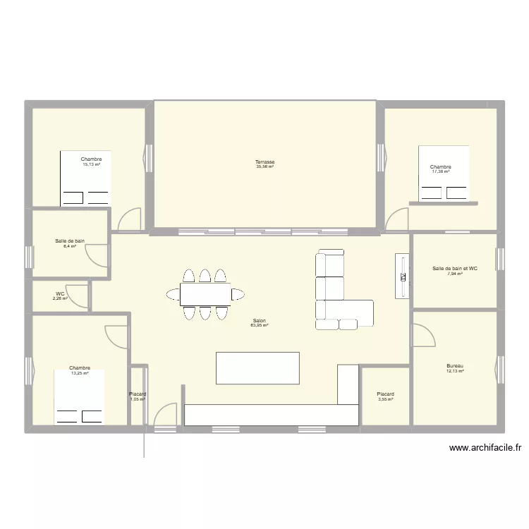 id&eacute;e final. Plan de 11  et 179 m²