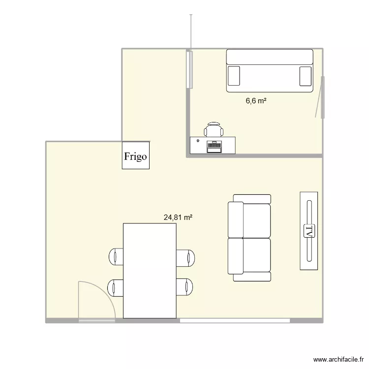 Appartement Grognarde. Plan de 2 pièces et 31 m²