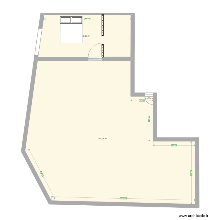 rdc francois 2. Plan de 2 pièces et 115 m2