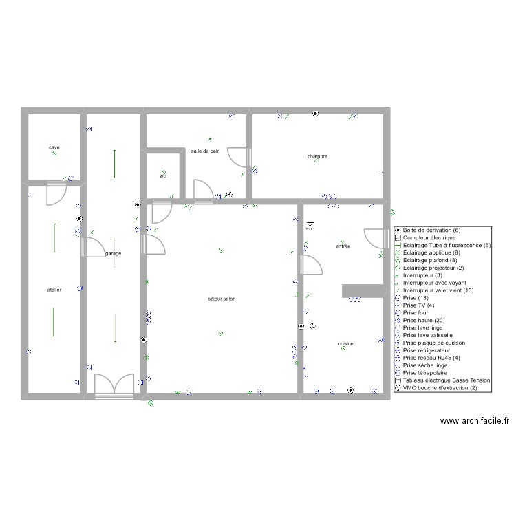 lilian ceroni. Plan de 8 pièces et 157 m2