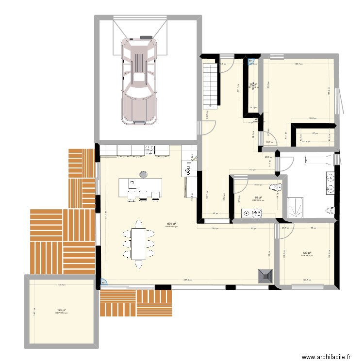 Projet Clef du Pimbina. Plan de 6 pièces et 137 m2