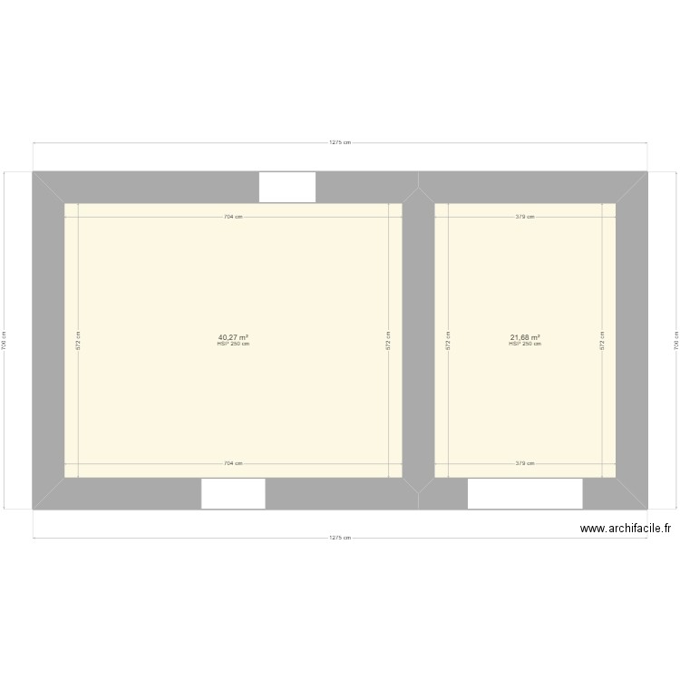 St Sulpice - Projet. Plan de 2 pièces et 62 m2