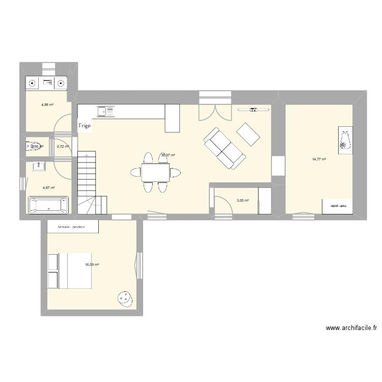 neuve. Plan de 8 pièces et 84 m2
