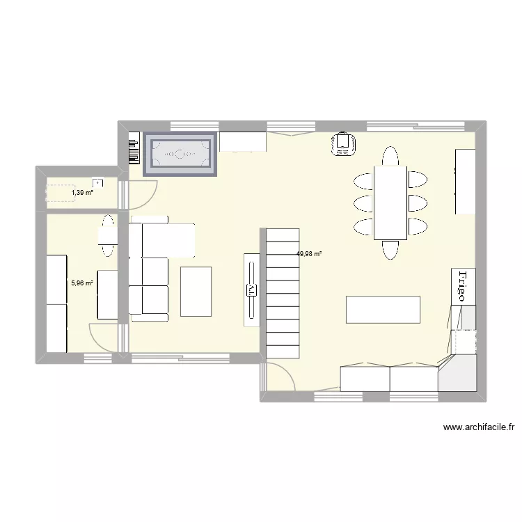 maison quaire. Plan de 3  et 57 m²