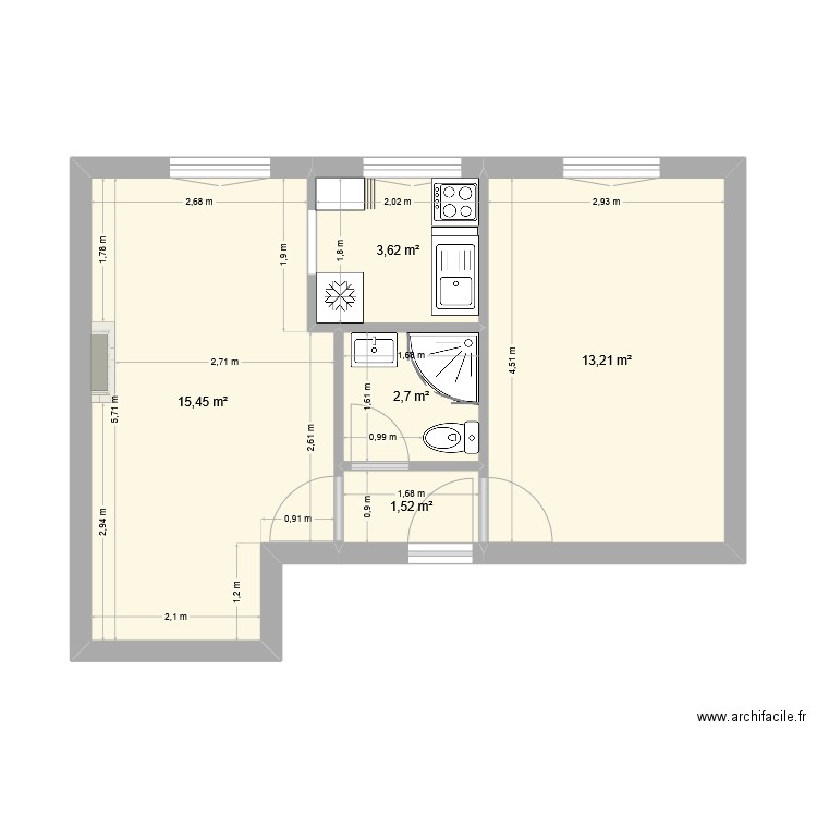 3 lucot- V1-2. Plan de 5 pièces et 37 m2