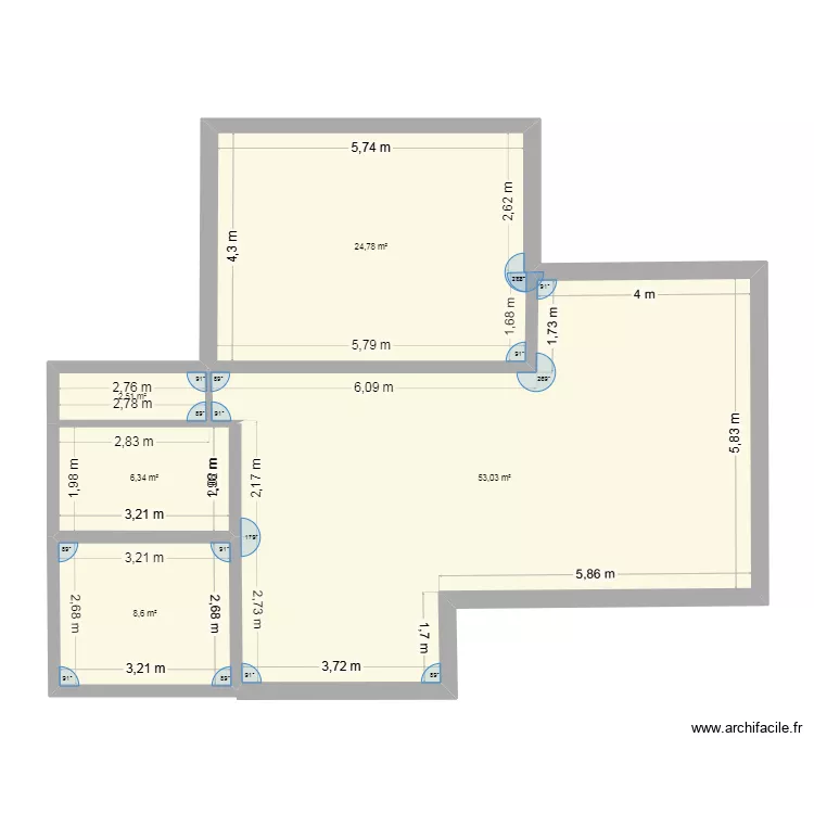 maison 2. Plan de 5  et 95 m²