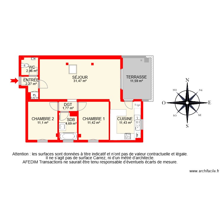 BI 31326 -. Plan de 15 pièces et 114 m2