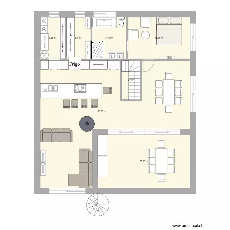 AMBON 5eme projet. Plan de 20  et 241 m²