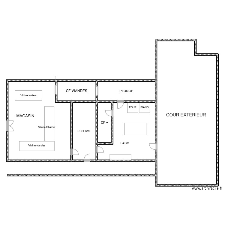 Boucherie Leognan. Plan de 7 pièces et 349 m2
