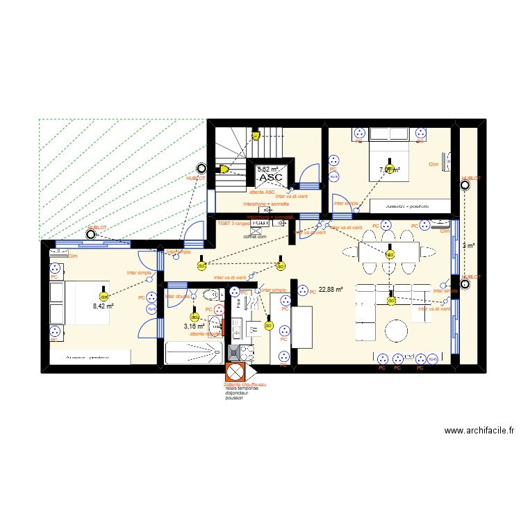 PROJET IMMEUBLE SCI NAINA PLAN R+1. Plan de 6 pièces et 50 m2