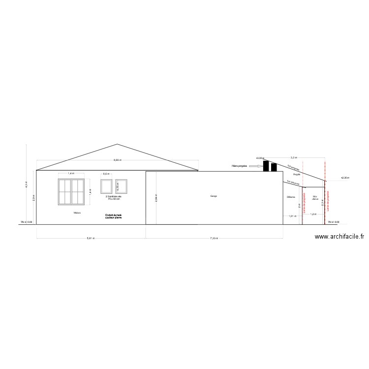 DPC 4 - Plan de façades vue Nord. Plan de 0 pièce et 0 m2