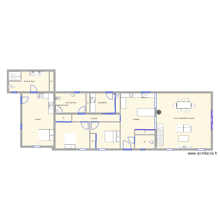 maison papy et mamie. Plan de 16 pièces et 168 m2