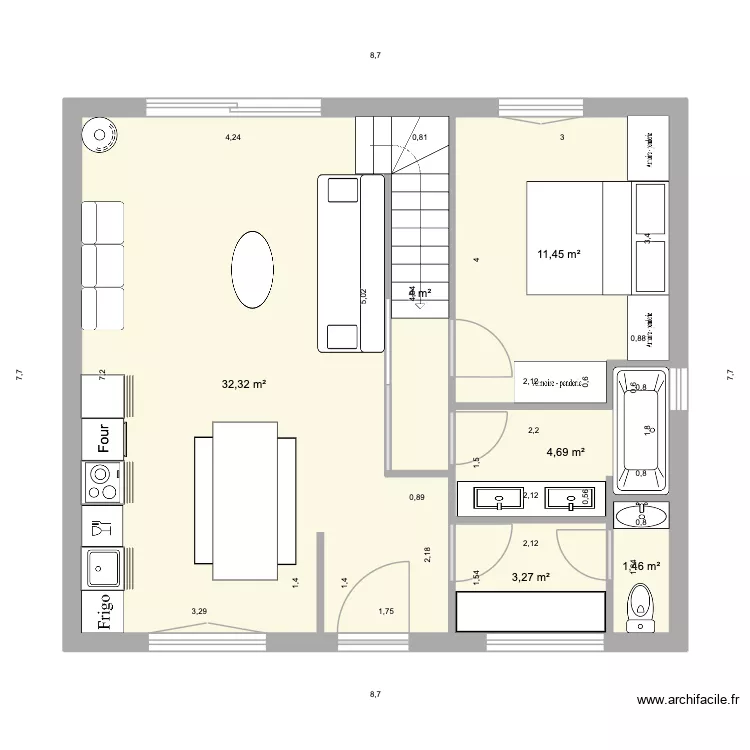 SOTOM. Plan de 6 pièces et 57 m² SOTOM. Plan de 6 pièces et 57 m²