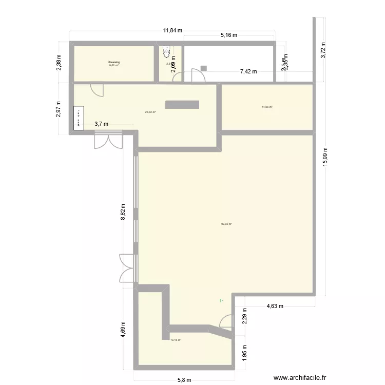 salle de danse. Plan de 6 et 159 m² salle de danse. Plan de 6 et 159 m²
