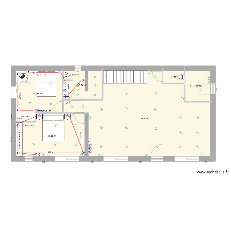 plan maison. Plan de 6 pièces et 87 m2