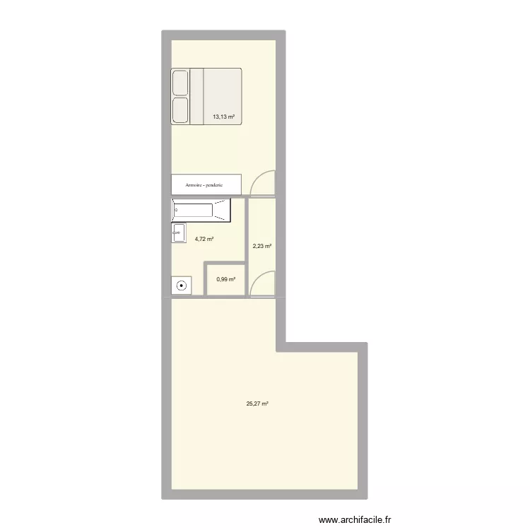 maison. Plan de 5 Pièces et 46 m²