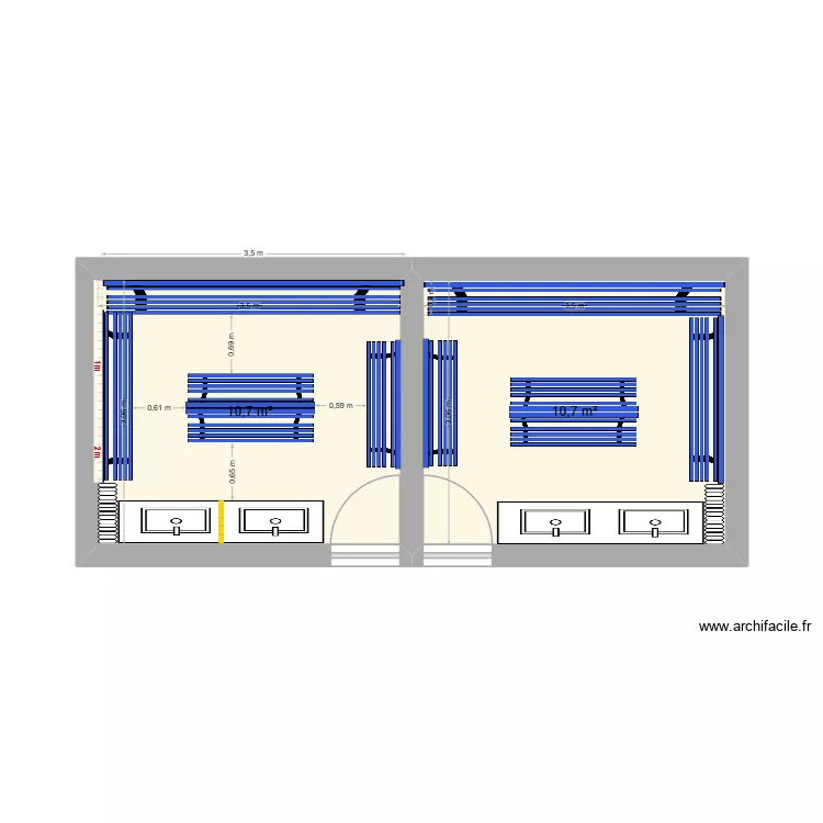 VESTIAIRE BATIMENT E ter. Plan de 2 et 21 m² VESTIAIRE BATIMENT E ter. Plan de 2 et 21 m²