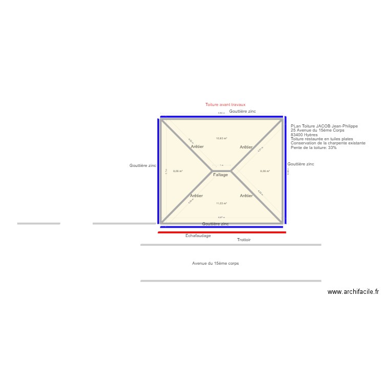 Plan JACOB avant travaux. Plan de 4 pièces et 38 m2